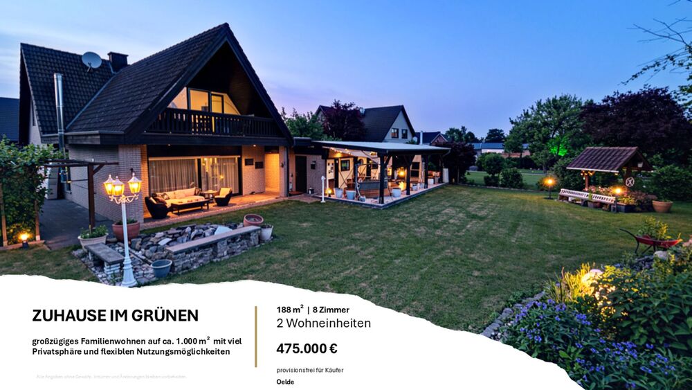 Zuhause im Grünen: Familienhaus auf ca. 1.000 m² mit Winterlounge & 2 Wohneinheiten - Einfamilienhaus Oelde | Angebot:27459221
