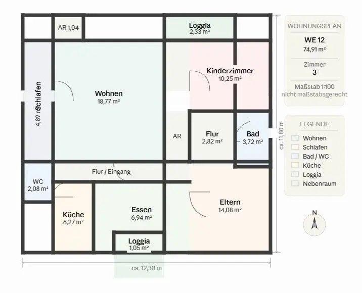 Etagenwohnung Lage - 3 Zimmer, 75 m&sup2;, 110.000&euro; | Angebot:27474957