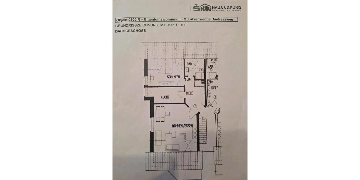 Dachgeschoßwohnung Gütersloh Avenwedde - 2 Zimmer, 68 m&sup2;, 168.000&euro; | Angebot:27453457