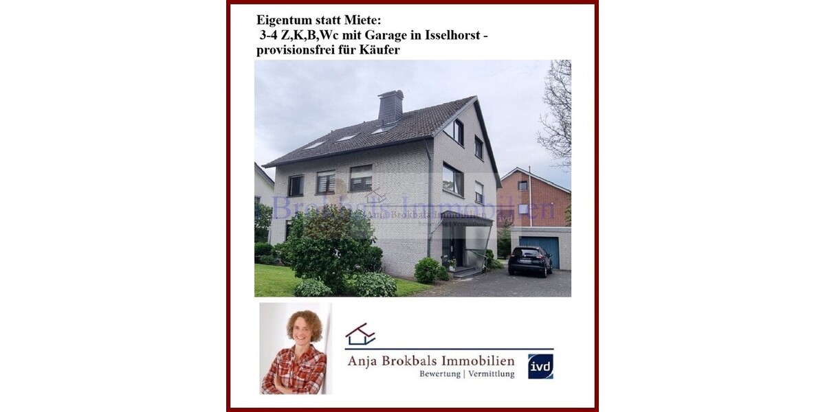 Eigentum statt Miete: 3-4 ZKBWc mit Garage in Isselhorst - provisionsfrei für Käufer - 3.5 Gütersloh Isselhorst | Angebot:27121297